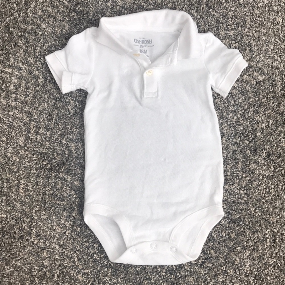 NWOT OshKosh B’gosh toddler white polo onesie 18mo